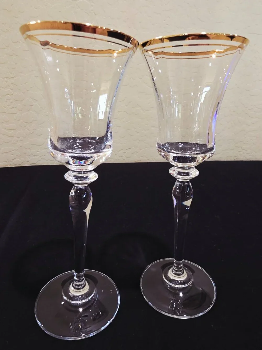 1987-2010 Jamestown Clear Gold Trim Mikasa Crystal Luxury Wine Glasses Glass x 2